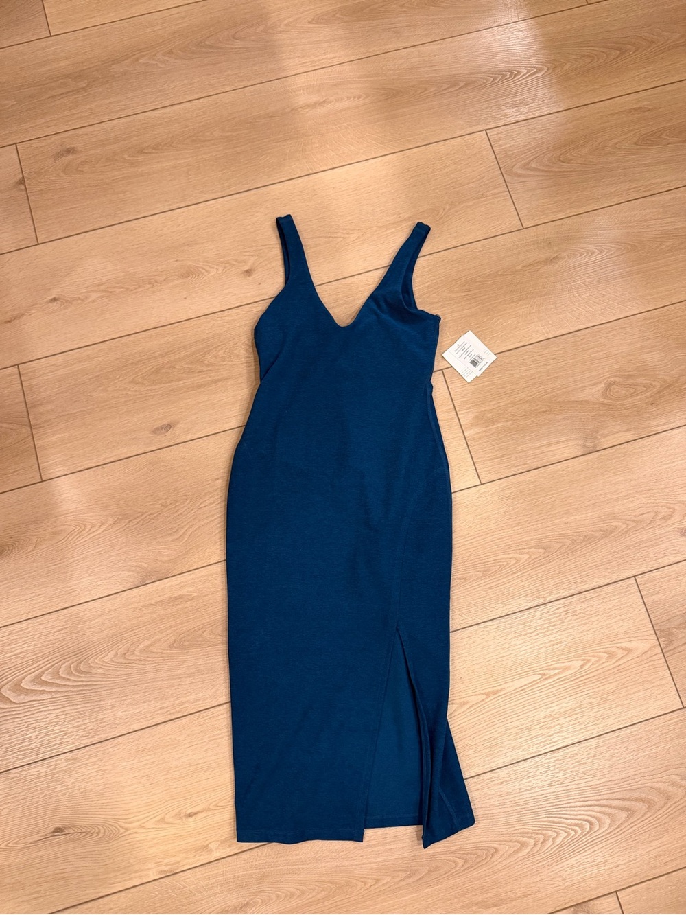 Beyond Yoga Deep Teal V-Neck Midi Dress